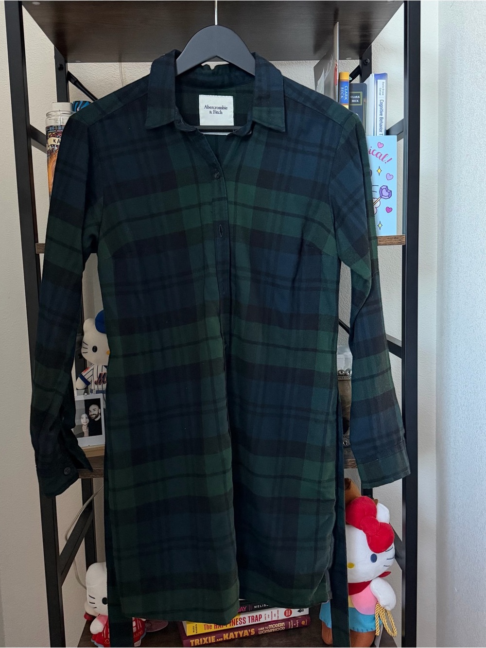 Abercrombie & Fitch Dark Green and Black Plaid Mini Dress